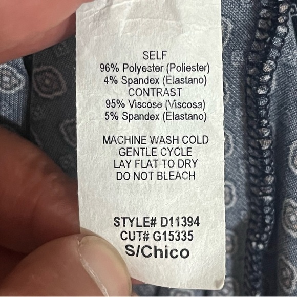 Gilli Carenza Faux Wrap Geometric Print Size Small V-Neck Dress Navy Blue - Picture 6 of 12